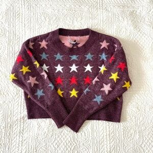 Wildfox Starry Night Sweater - Purple with Multicolor Stars